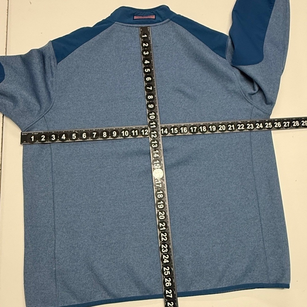 Vineyard Vines Mountain Sweater Men XL Blue Fleece 1/4 Zip Sweatshirt Zip Pocket - Picture 4 of 12